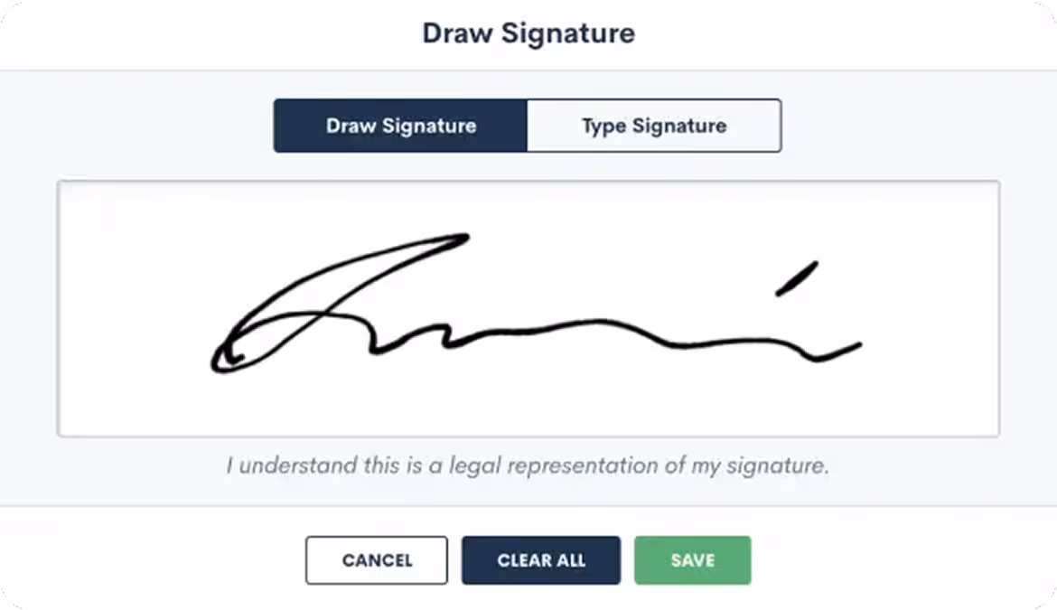 Electronic Signature screenshot from the MHSB Lawmatics implementation